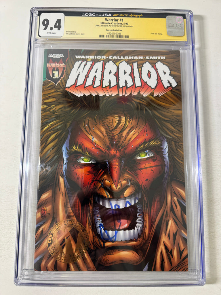 WARRIOR #1 9.4 CGC JSA SDCC Exclusive Variant SIGNED James Hellwig aka Ultimate Warrior