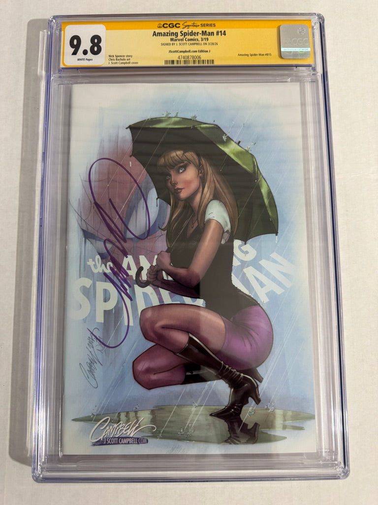AMAZING SPIDER-MAN #14 Vol 5 CGC SS 9.8 J Scott Campbell J Variant SIGNED