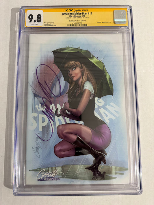 AMAZING SPIDER-MAN #14 Vol 5 CGC SS 9.8 J Scott Campbell J Variant SIGNED