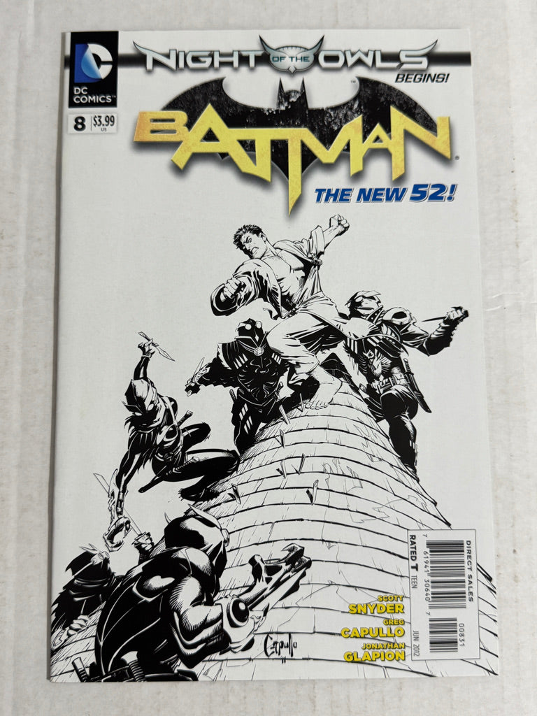 BATMAN #8 Vol 2 NM 1:200 B/W Greg Capullo Variant