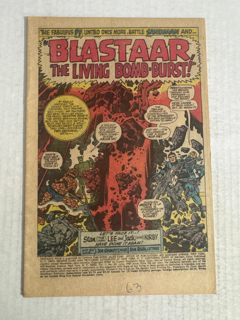 FANTASTIC FOUR #63 Coverless