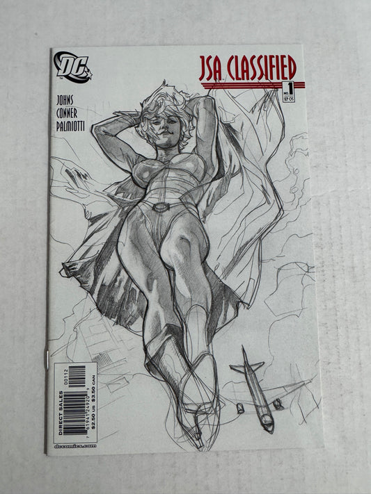 JSA CLASSIFIED #1 NM- 2nd Print Adam Hughes Power Girl Sketch Variant