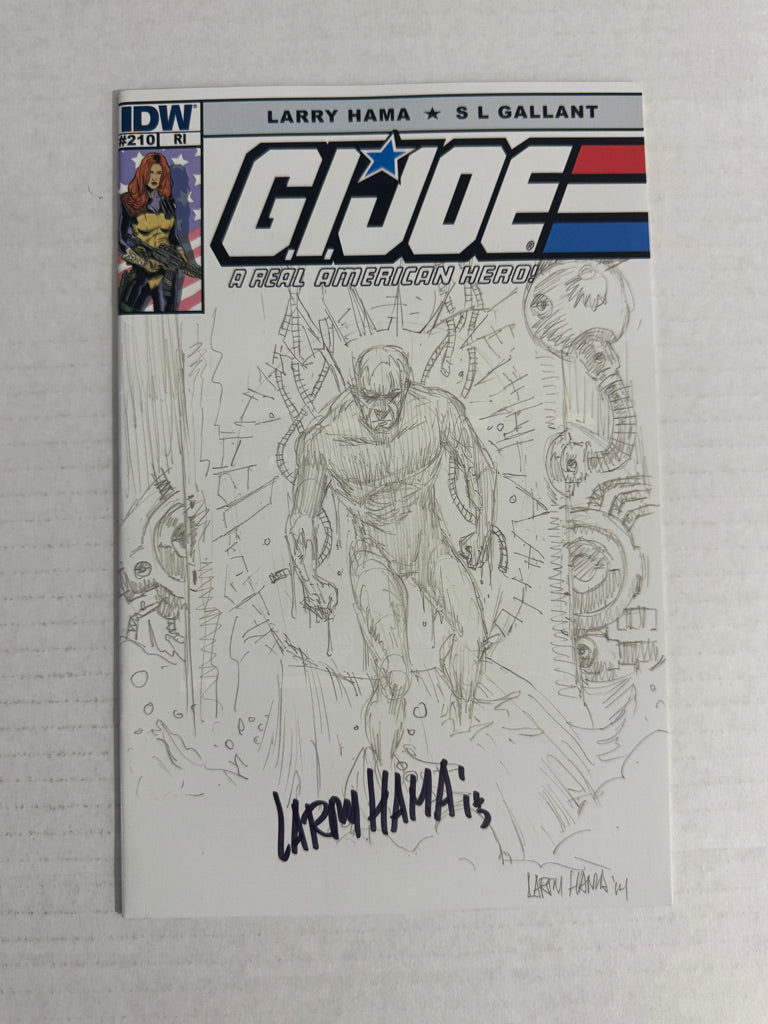 GI Joe A Real American Hero #210 VF/NM 1:10 Larry Hama Sketch Variant SIGNED