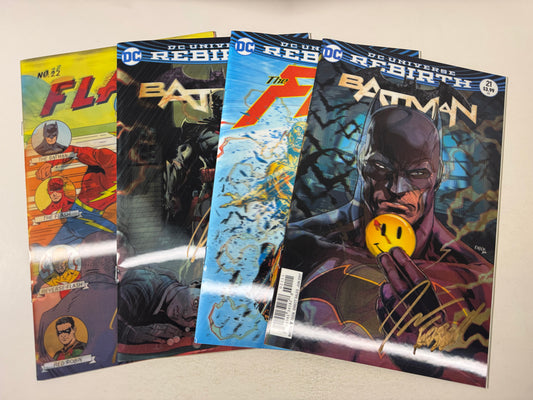 BATMAN #21 & #22 Vol 3 / Flash #21 & #22 THe Button Set SIGNED by Jason Fabok