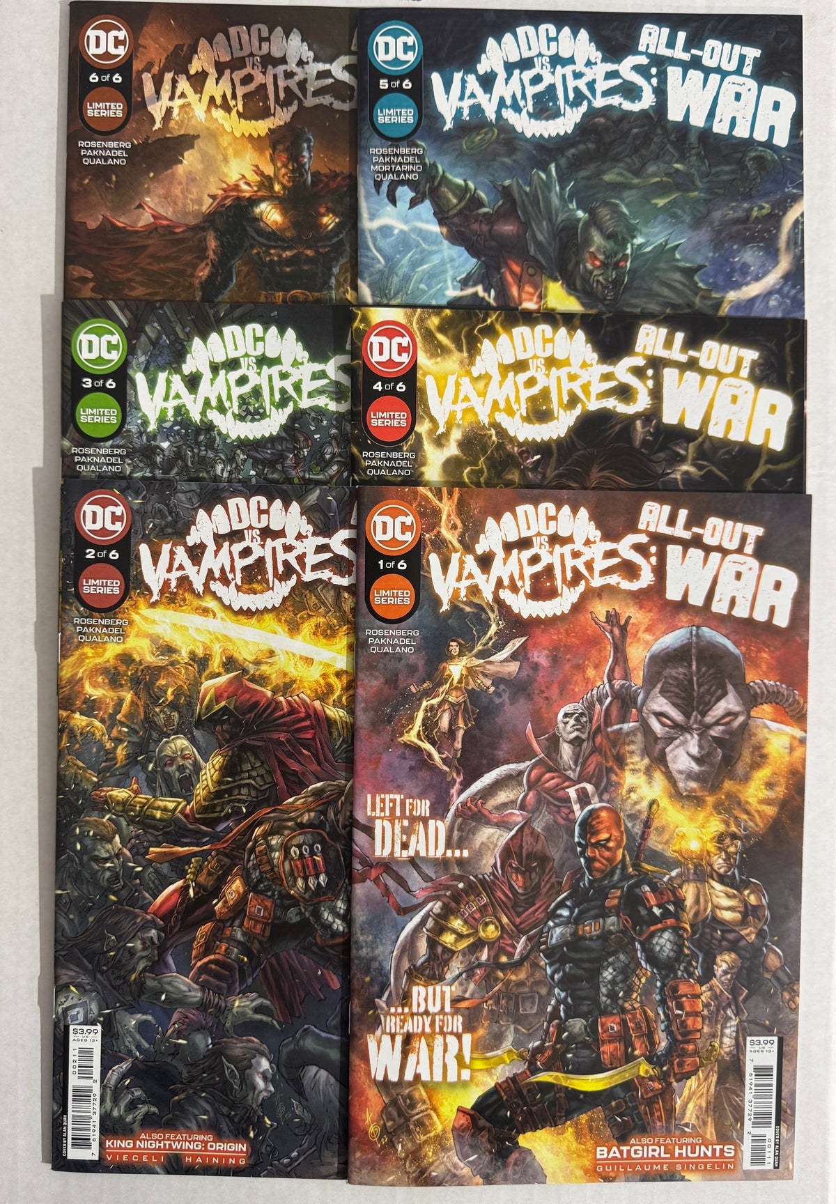 DC VS VAMPIRES All Out War #1-6 NM Allan Quah Cover SET