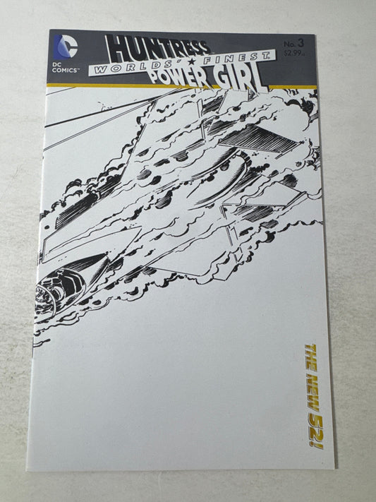 HUNTRESS POWER GIRL WORLD'S FINEST #3 NM 1:25 B/W George Perez Variant
