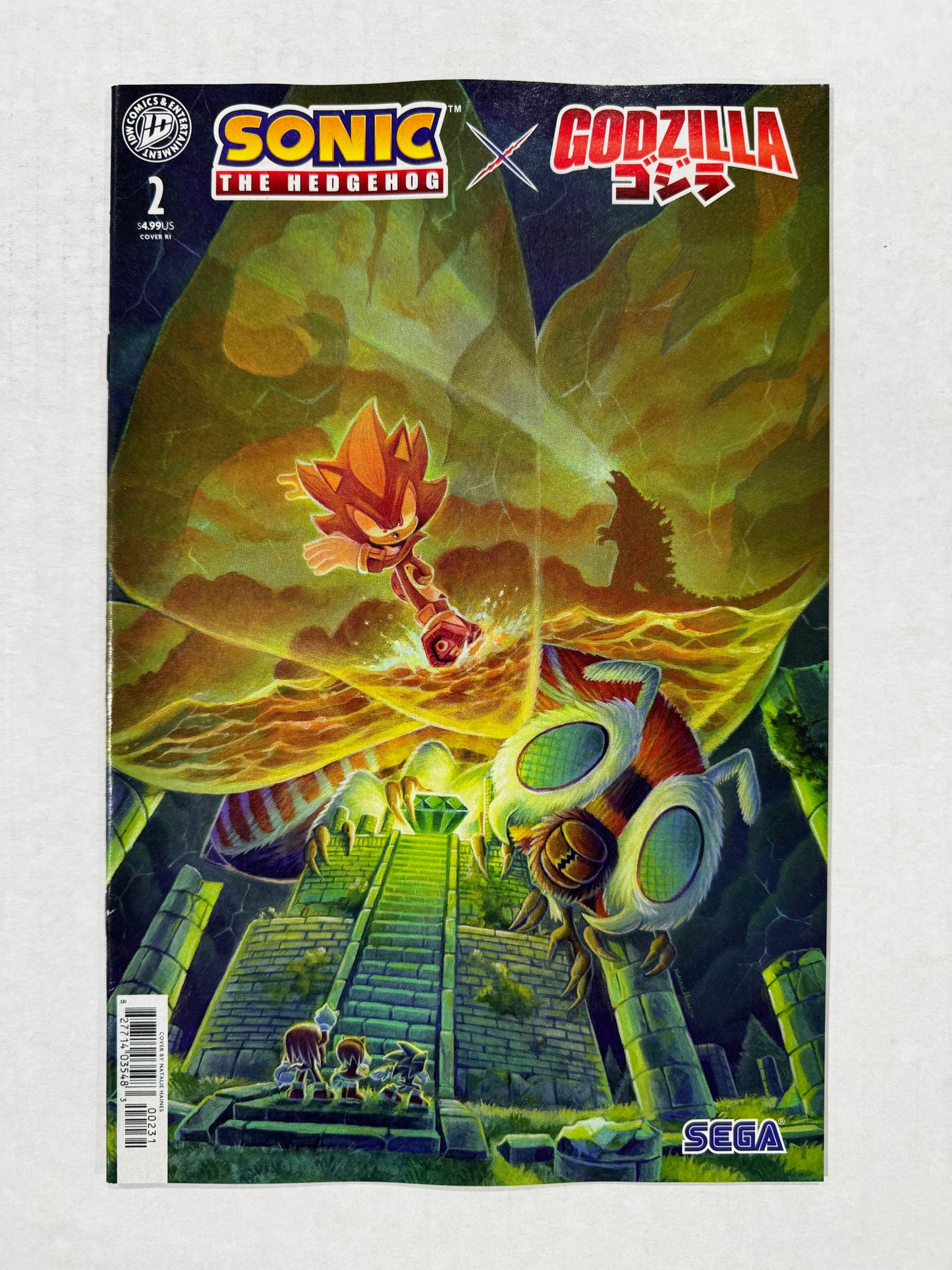 SONIC THE HEDGEHOG x GODZILLA #2 NM 1:15 Natalie Haines Variant