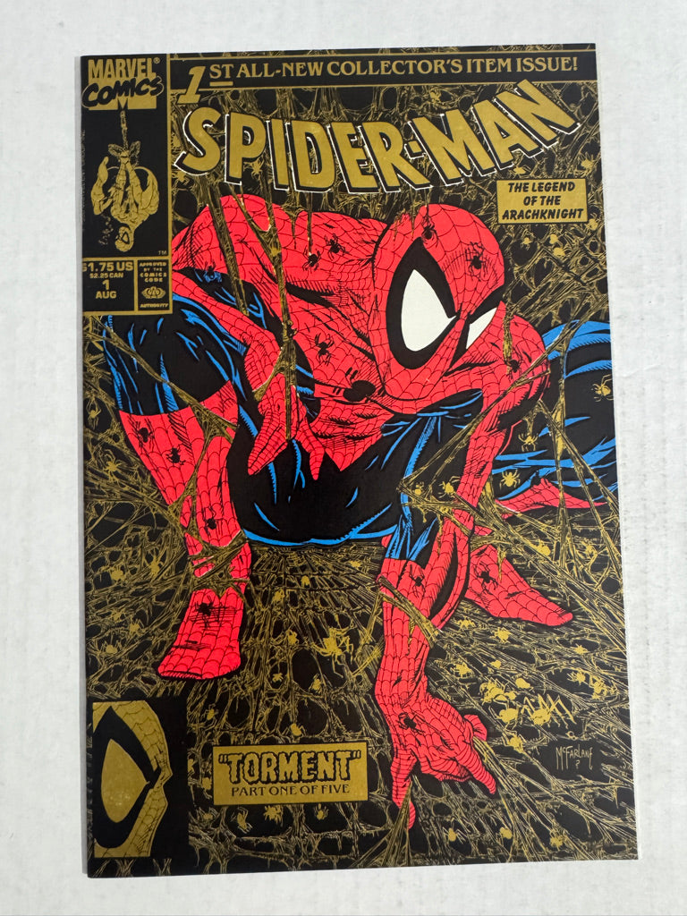 SPIDER-MAN #1 NM- 2nd Print Todd McFarlane Gold Variant