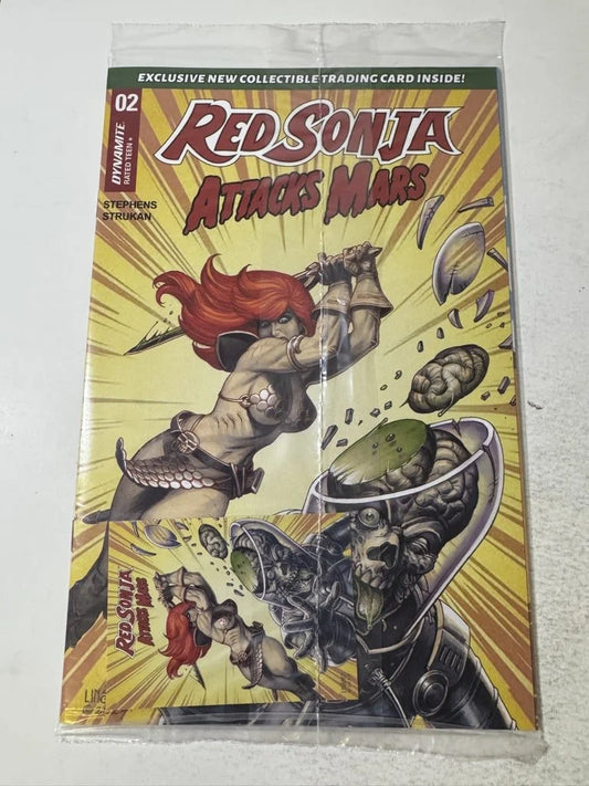 RED SONJA MARS ATTACKS #2 NM Sealed Joseph Michael Linsner Card Variant
