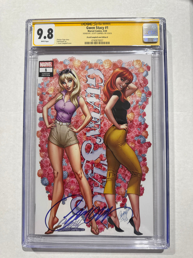 GWEN STACY #1 CGC SS 9.8 J Scott Campebll B Variant SIGNED