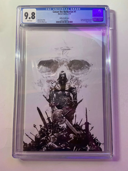 CONAN THE BARBARIAN #1 CGC 9.8 B/W Virgin Zaffino Variant LTD to 500