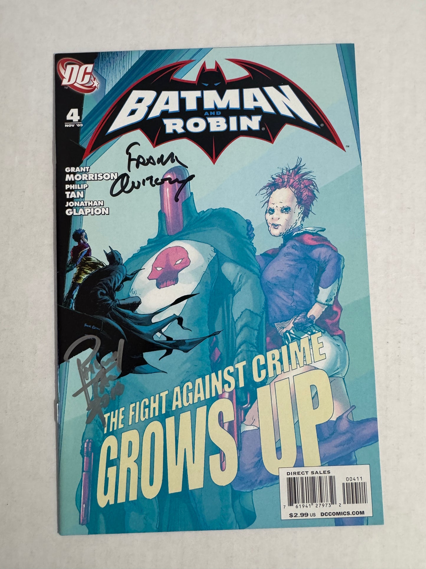 BATMAN & ROBIN #4 NM- Frank Quitely Cover SIGNED x2
