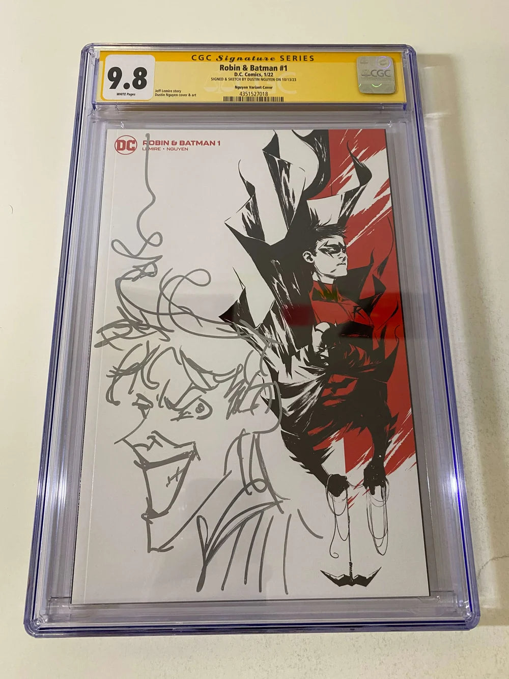 ROBIN & BATMAN #1 CGC SS 9.8 1:50 Dustin Nguyen Varaint SIGNED + Joker Sketch