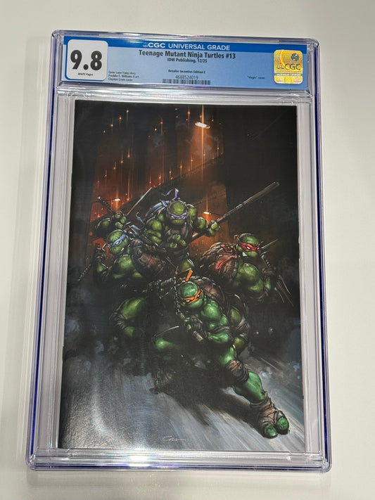 TEENAGE MUTANT NINJA TURTLES #13 Vol 2 1:50 Virgin Clayton Crain Variant CGC 9.8 -1st Appearance