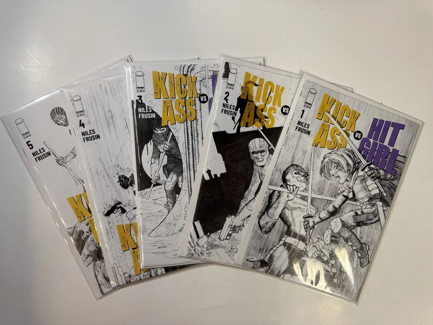 KICK ASS VS HIT-GIRL #1-5 NM John Romita Jr Sketch Variant Set