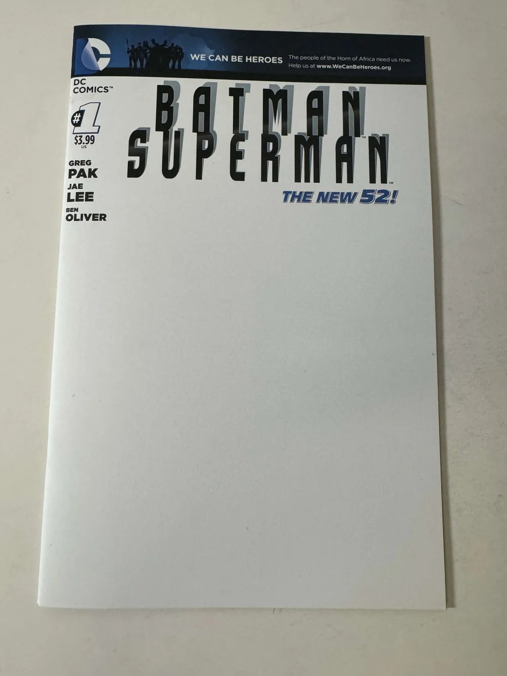BATMAN SUPERMAN #1 NM Blank Variant