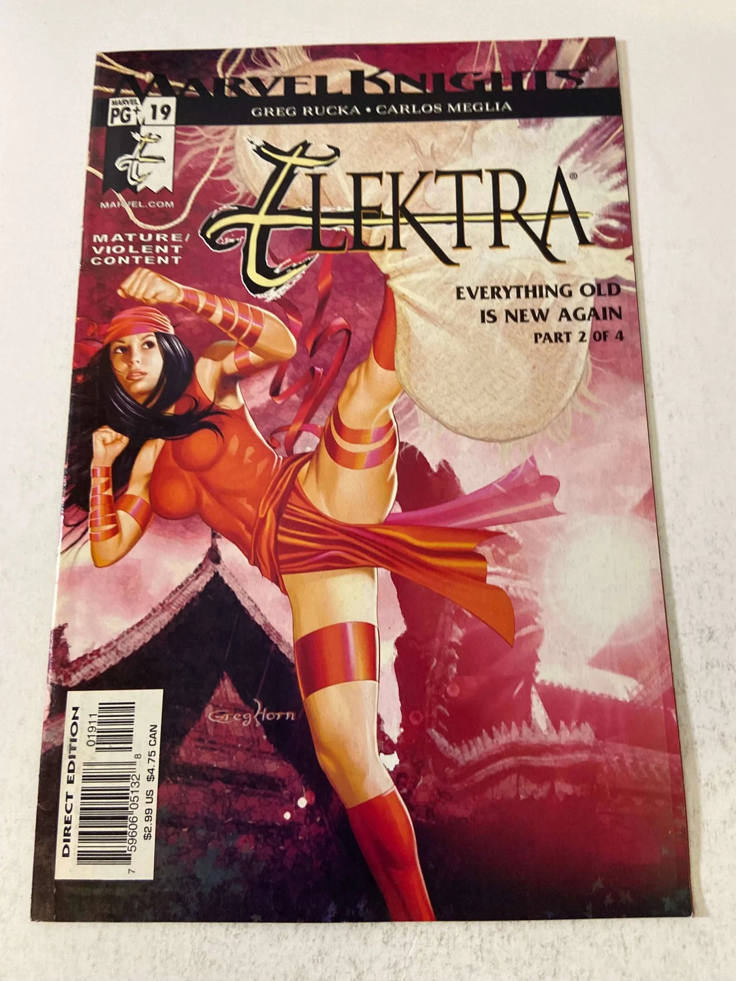 ELEKTRA #19 Vol 2 VF/NM Greg Horn Cover