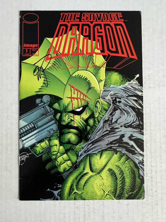 SAVAGE DRAGON #1 Vol 2 VG SIGNED by Erik Larsen