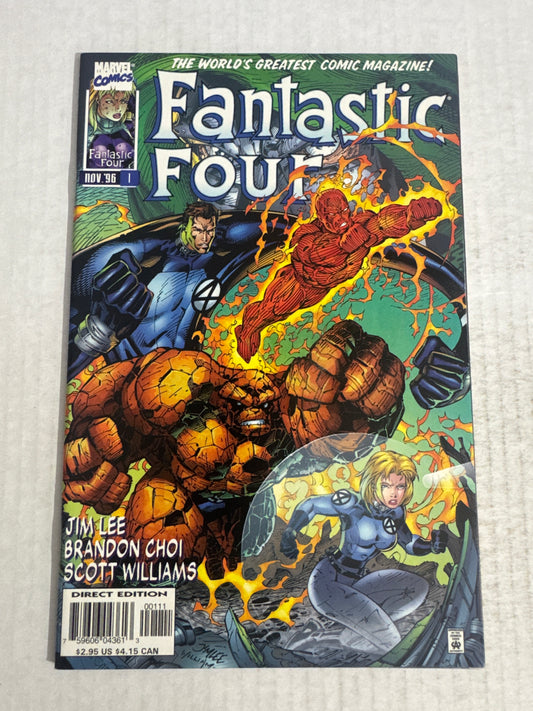 FANTASTIC FOUR #1 Vol 2 NM- Jim Lee Cover
