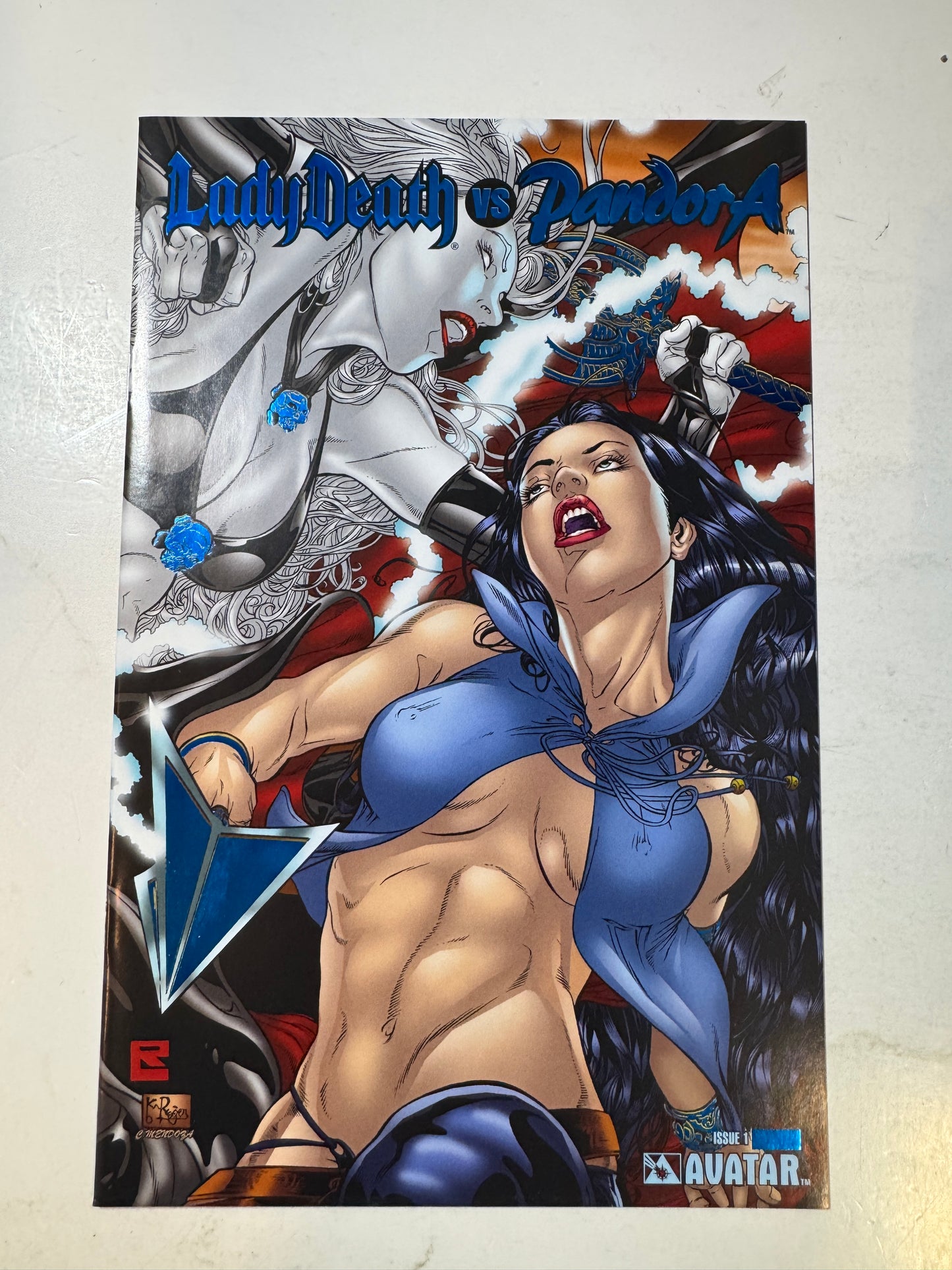 LADY DEATH VS PANDORA #1 NM Blue Foil Variant LTD 100