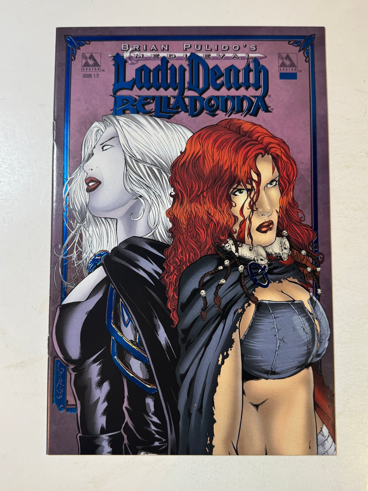 MEDIEVAL LADY DEATH BELLADONNA #1/2 NM Blue Foil Variant LTD 100