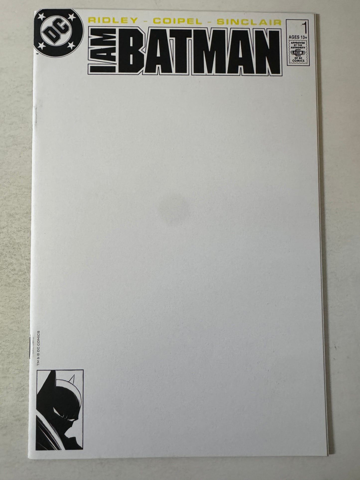 I AM BATMAN #1 NM Store Exclusive Blank Variant
