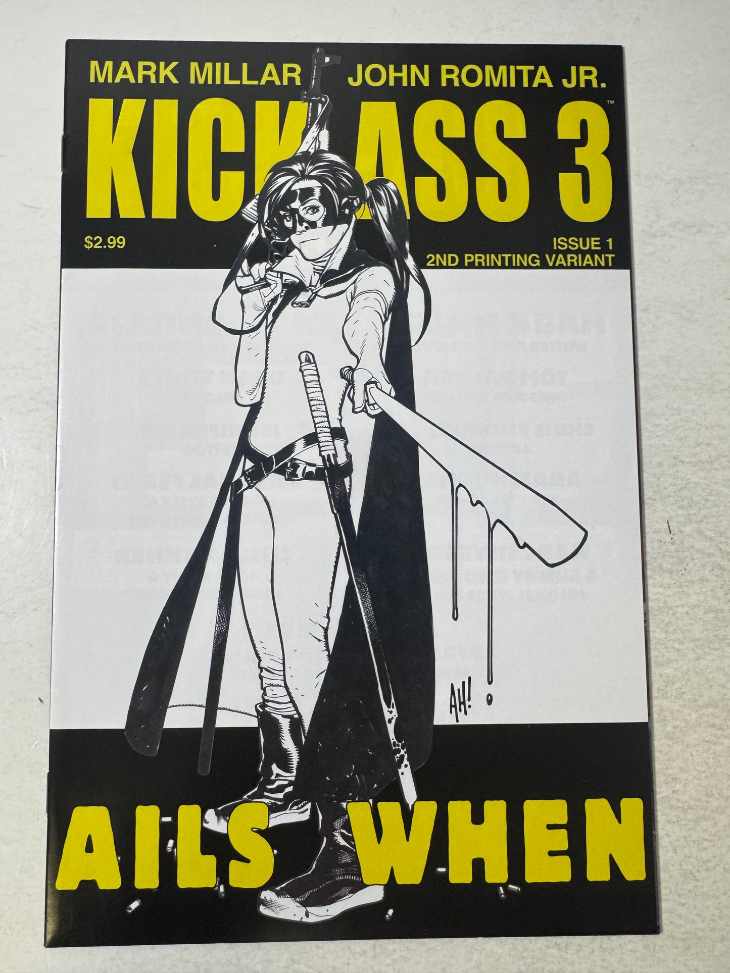 KICK ASS 3 #1 NM- 2nd Print Adam Hughes B/W Variant