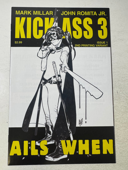 KICK ASS 3 #1 NM- 2nd Print Adam Hughes B/W Variant