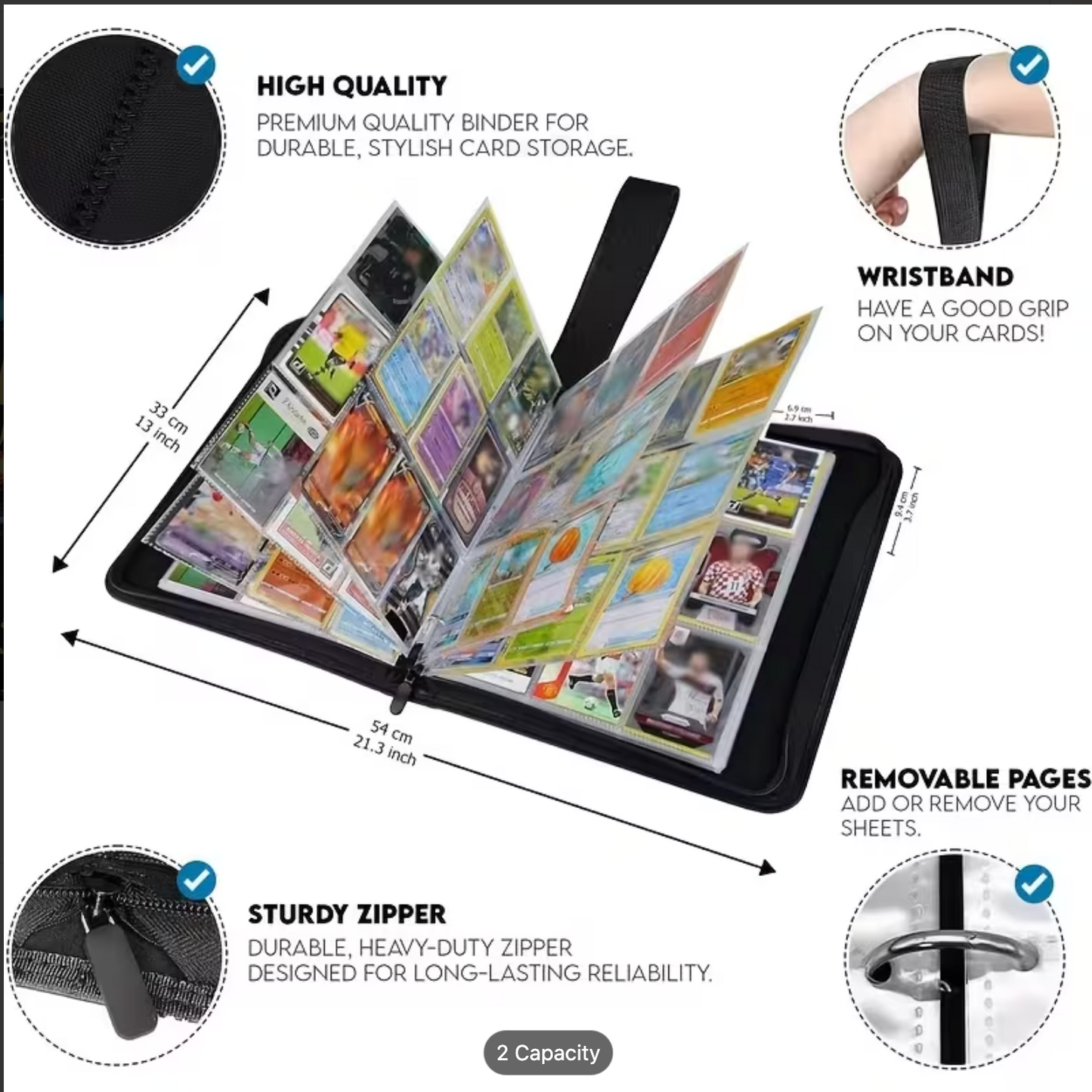 Premium PU Leather Trading Card Binder for Pokemon, MTG & Sports Cards