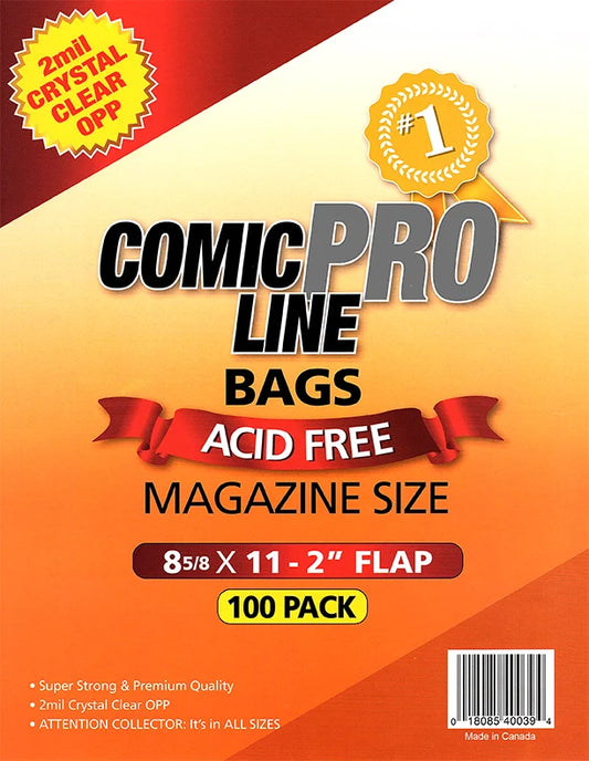 COMIC PRO LINE MAGAZINE SIZE BAGS 100 Pack