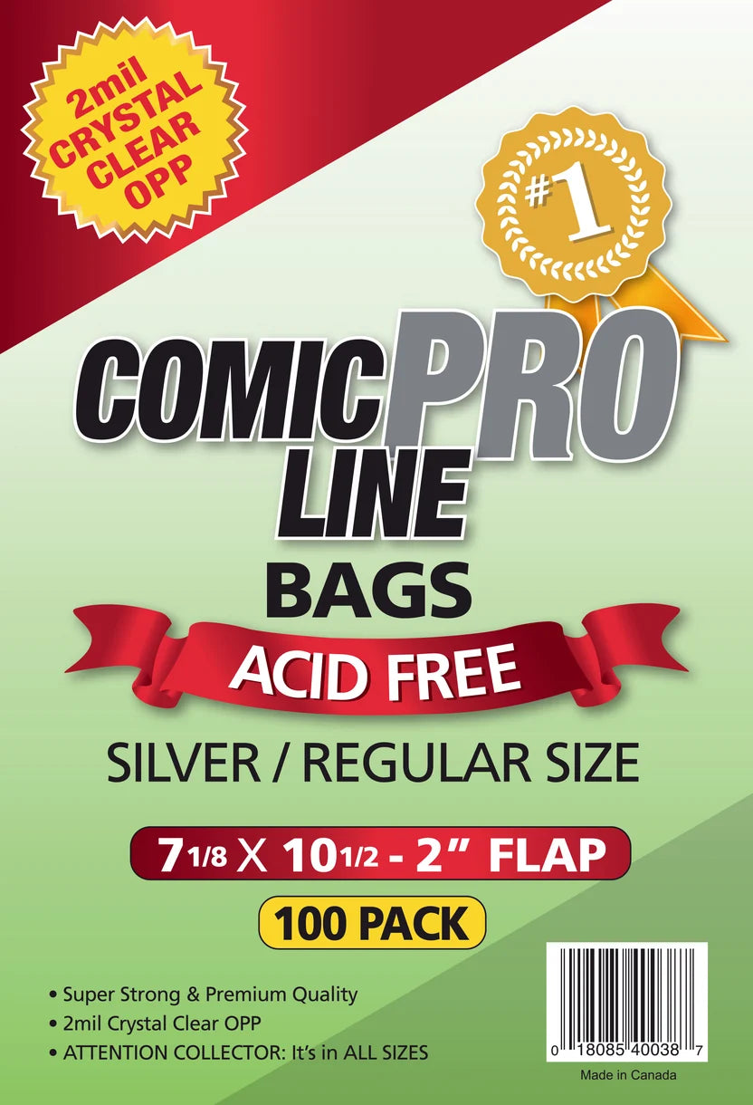 COMIC PRO LINE SILVER/REGULAR SIZE BAGS 100 Pack